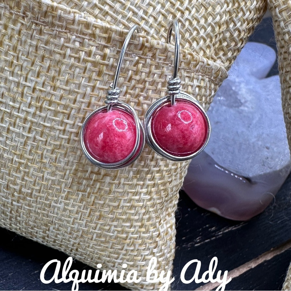 Alquimia Pink and Silver Cabochon Earrings